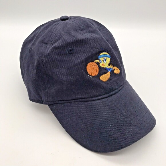 Y2K Looney Tunes Tweety Bird Basketball Navy Hat Headwear 2000s Strapback Cap - Picture 2 of 6